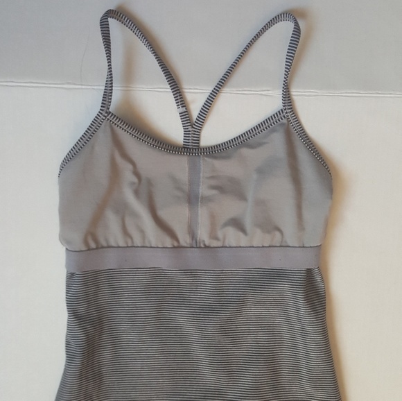Lululemon Stripe Black & Gray Power Y Tank 4 - Picture 5 of 8